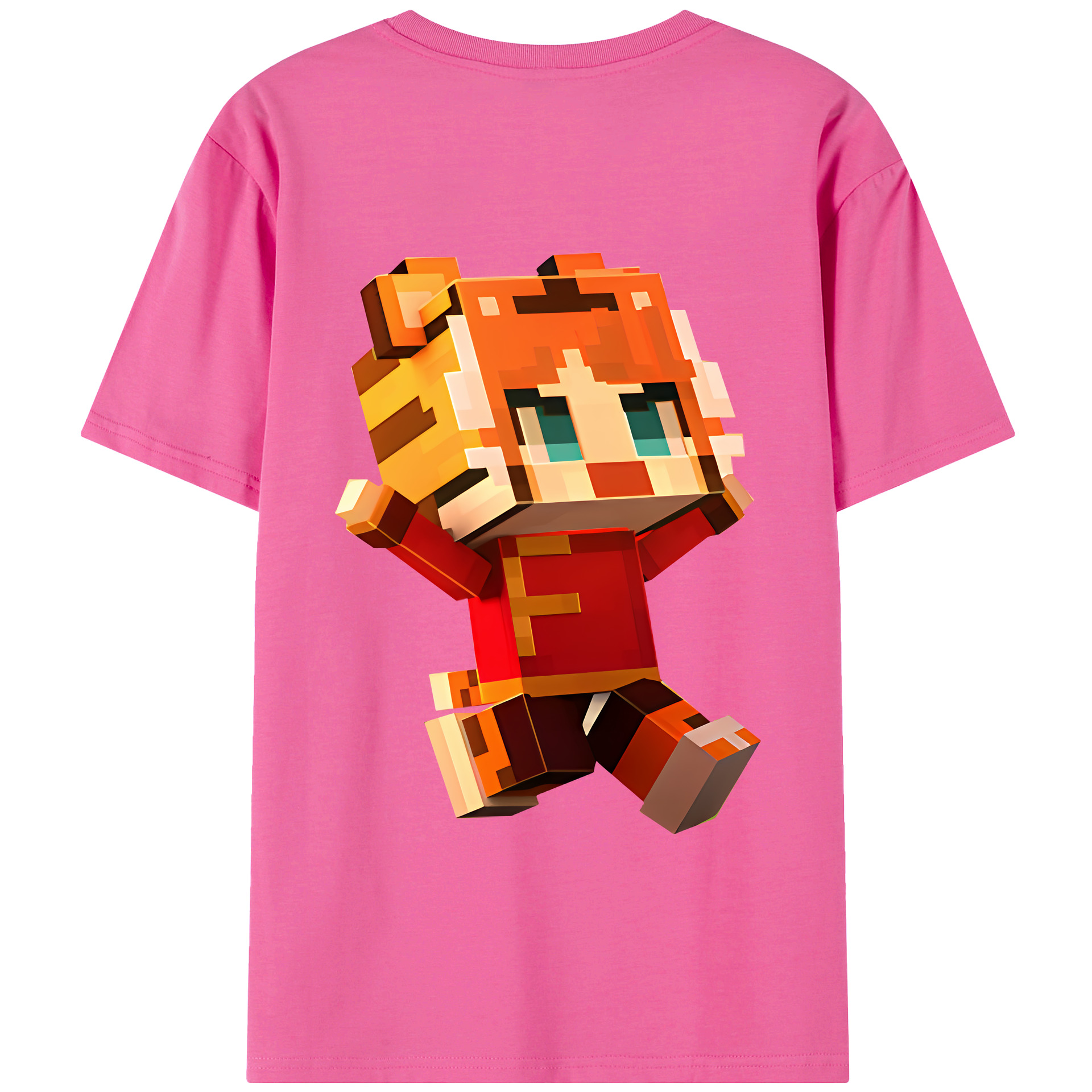 （画像用） マインクラフト ブロックの世界 Minecraft MC Block world レディース半袖Tシャツ(バックプリント)